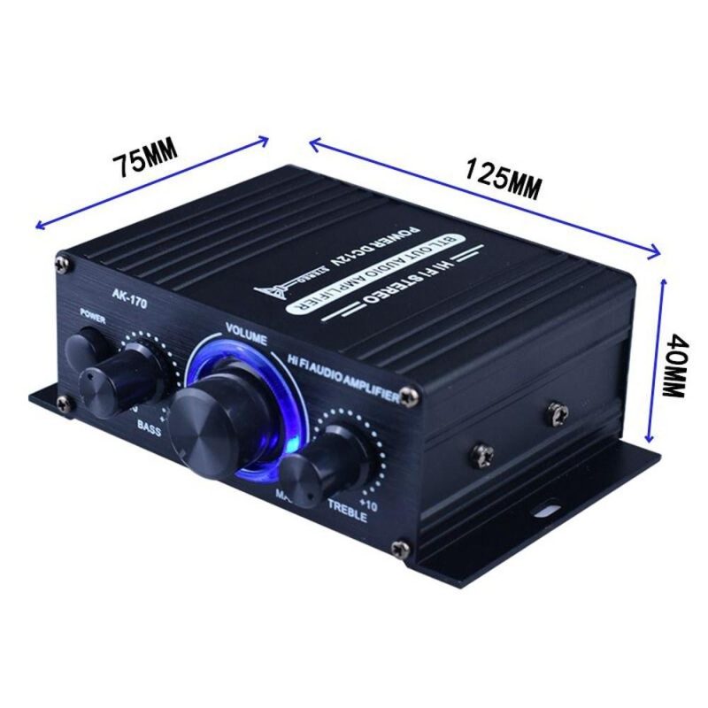 Pro Audio Equipment |   AK170 Mini Audio Power Amplifier Portable Sound Amplifier Speaker Amp for Car and Home Black Musical Instruments Black