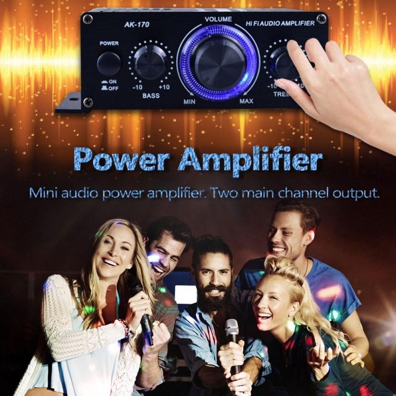 Pro Audio Equipment |   AK170 Mini Audio Power Amplifier Portable Sound Amplifier Speaker Amp for Car and Home Black Musical Instruments Black