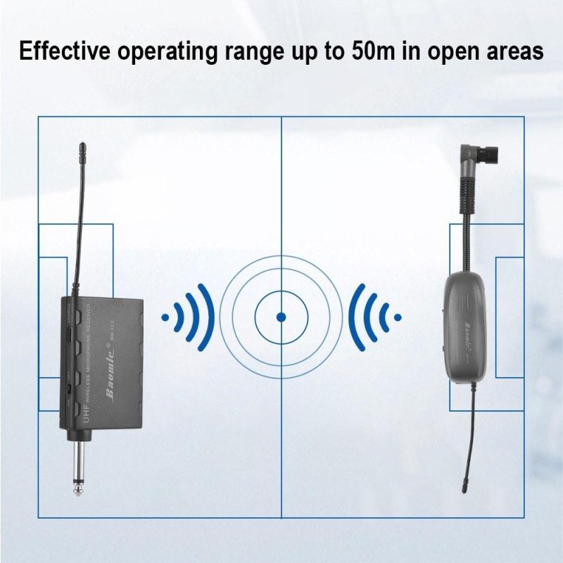 Pro Audio Equipment |   BM-12/V2 Professional UHF Wireless Instrument Microphone System Receiver & Transmitter Black Musical Instruments Black