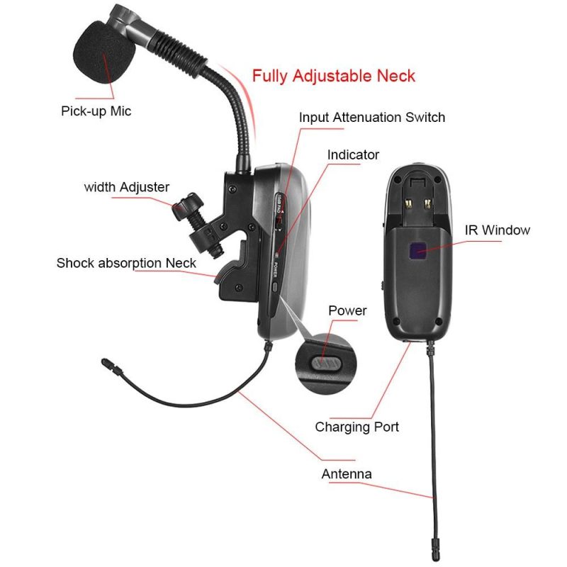 Pro Audio Equipment |   BM-12/V2 Professional UHF Wireless Instrument Microphone System Receiver & Transmitter Black Musical Instruments Black