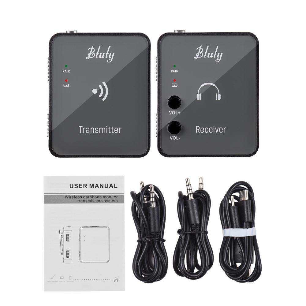 Pro Audio Equipment |   Btuty WP-10 High-Fidelity 2.4GHz Wireless Ear Monitor System with Rechargeable Transmitter and Receiver Black Musical Instruments Black