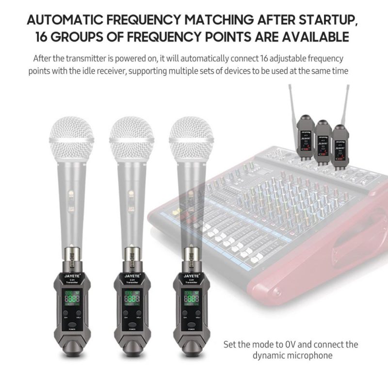 Pro Audio Equipment |   C-01 UHF Professional Wired to Wireless Microphone Converter Micphone Transmitter & Receiver Black Musical Instruments Black