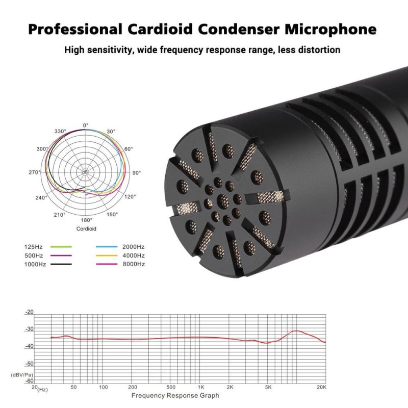 Pro Audio Equipment |   CM-63 Professional Diaphragm Condenser Microphone Moisture Resistant XLR Cardioid Mic Black Musical Instruments Black