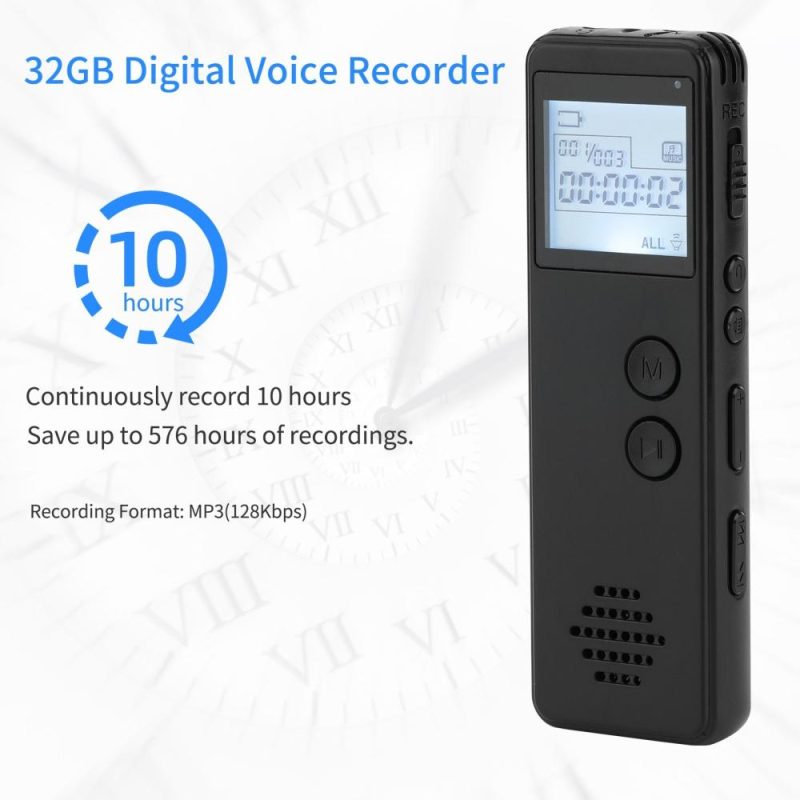 Pro Audio Equipment |   Digital Voice Recorder Voice Activated Recorder Noise Reduction MP3 Player HD Recording 10h Continuous Recording for Meeting Lecture Interview Class MP3 WAV Record Musical Instruments Pro Audio Equipment