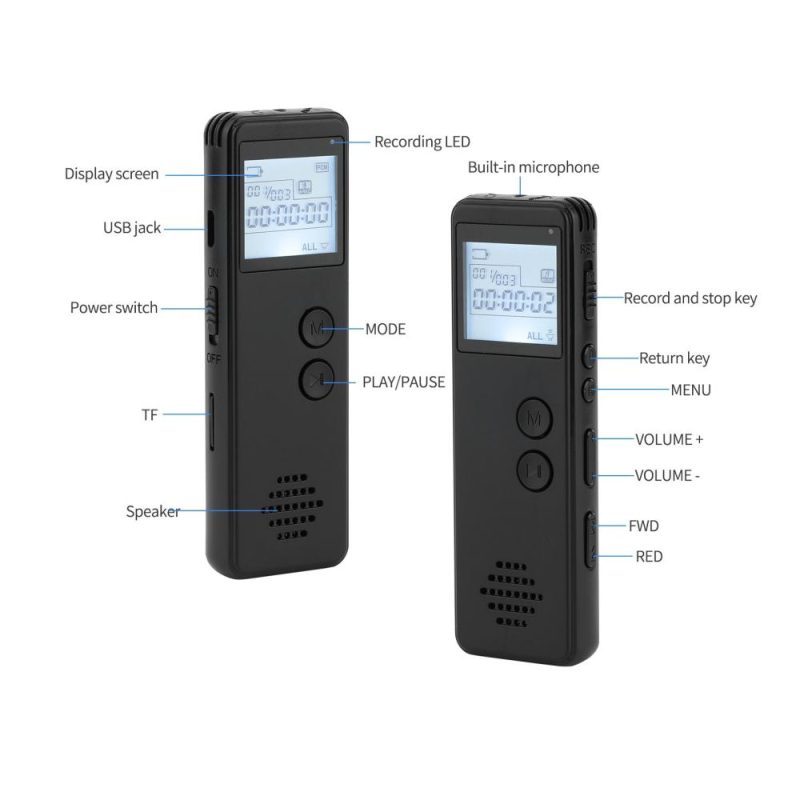 Pro Audio Equipment |   Digital Voice Recorder Voice Activated Recorder Noise Reduction MP3 Player HD Recording 10h Continuous Recording for Meeting Lecture Interview Class MP3 WAV Record Musical Instruments Pro Audio Equipment