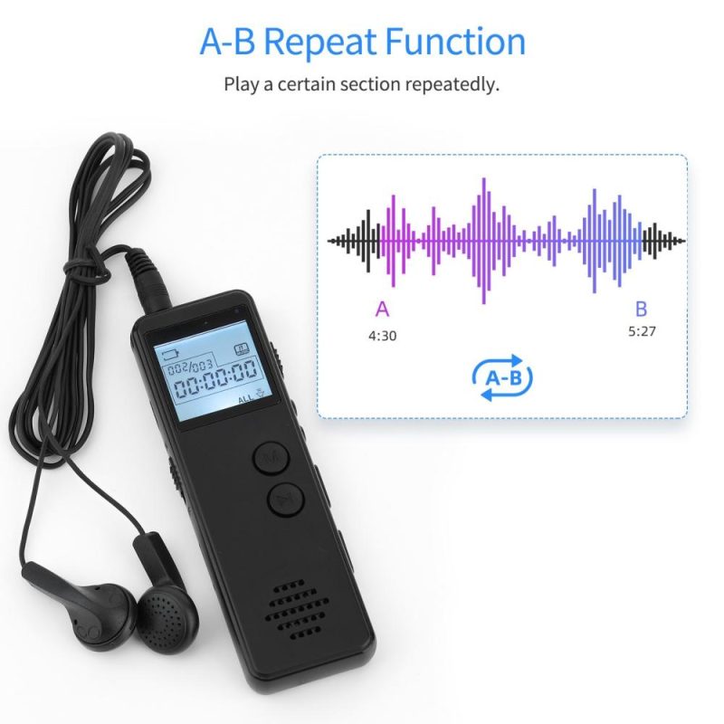 Pro Audio Equipment |   Digital Voice Recorder Voice Activated Recorder Noise Reduction MP3 Player HD Recording 10h Continuous Recording for Meeting Lecture Interview Class MP3 WAV Record Musical Instruments Pro Audio Equipment