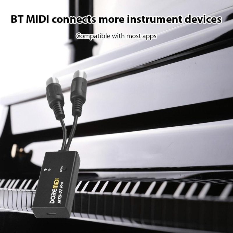 Pro Audio Equipment |   DOREMiDi MTB-22 MIDI to BT 5.0 Adapter / Anti-Interference MIDI Device Black Musical Instruments Black