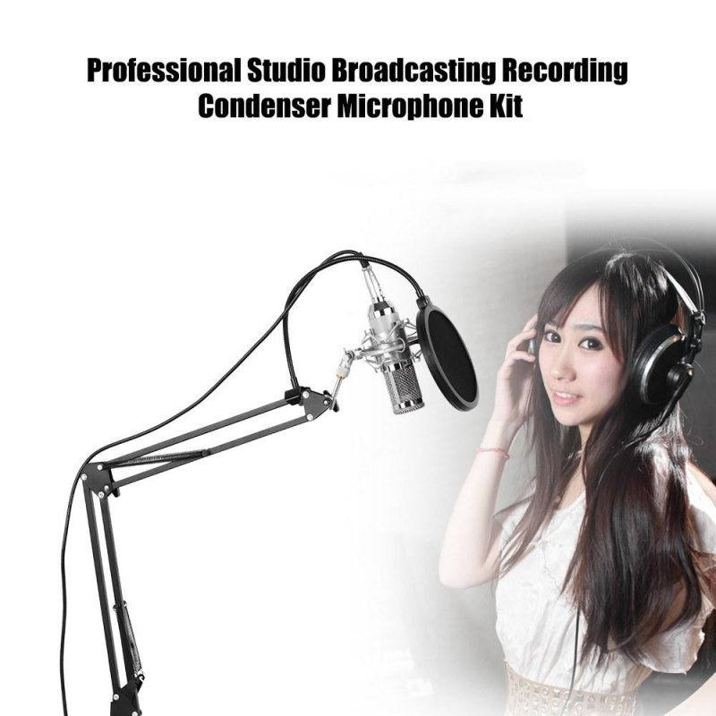 Pro Audio Equipment |   External Audio Mixing Sound Card USB Audio Interface with Multiple Sound Effects Built-in Rechargeable Battery +  Professional Studio Broadcasting Recording Condenser Microphone Mic Kit Set Silver Musical Instruments Pro Audio Equipment