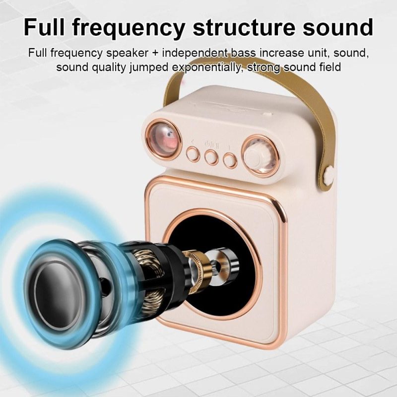 Pro Audio Equipment |   F90 Mini Karaoke Machine Wireless Microphone and Speaker Set Beige Musical Instruments Beige