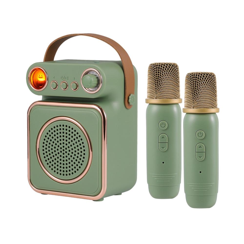 Pro Audio Equipment |   F90 Mini Karaoke Machine Wireless Microphone and Speaker Set Green Musical Instruments Green