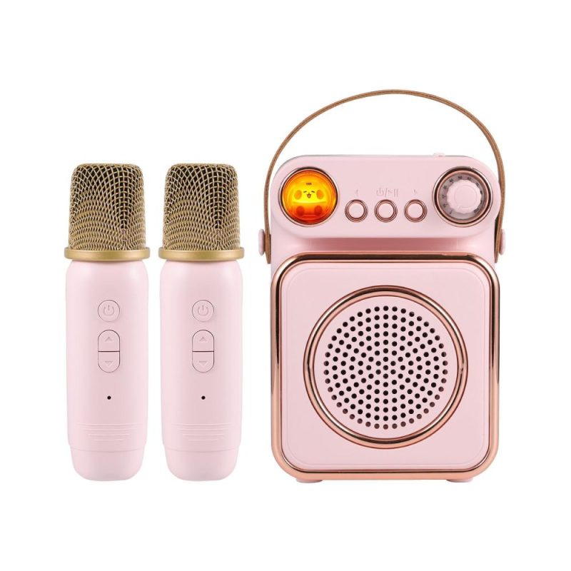 Pro Audio Equipment |   F90 Mini Karaoke Machine Wireless Microphone and Speaker Set Pink Musical Instruments Pink