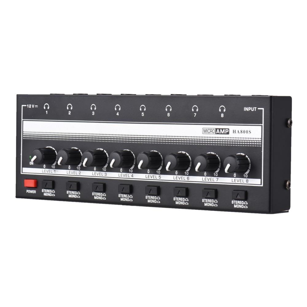 Pro Audio Equipment |   HA800S Headphone Amplifier 8 Channels Mono/Stereo Metal Stereo Headphone Amps Audio Amp Musical Instruments Pro Audio Equipment