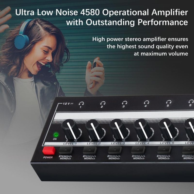 Pro Audio Equipment |   HA800S Headphone Amplifier 8 Channels Mono/Stereo Metal Stereo Headphone Amps Audio Amp Musical Instruments Pro Audio Equipment