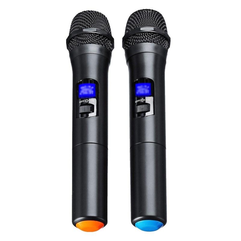 Pro Audio Equipment |   Karaoke Microphones UHF Professional 2 CH Cordless Dual Handheld Microphone Digital LCD Display Mic System Black Musical Instruments Black