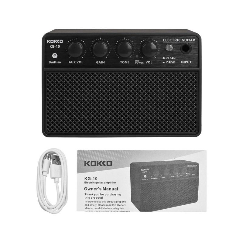 Pro Audio Equipment |   KG-10 10W Small Electric Guitar Amp Mini Portable Guitar Practice Speaker Guitar Amplifier Black Musical Instruments Black