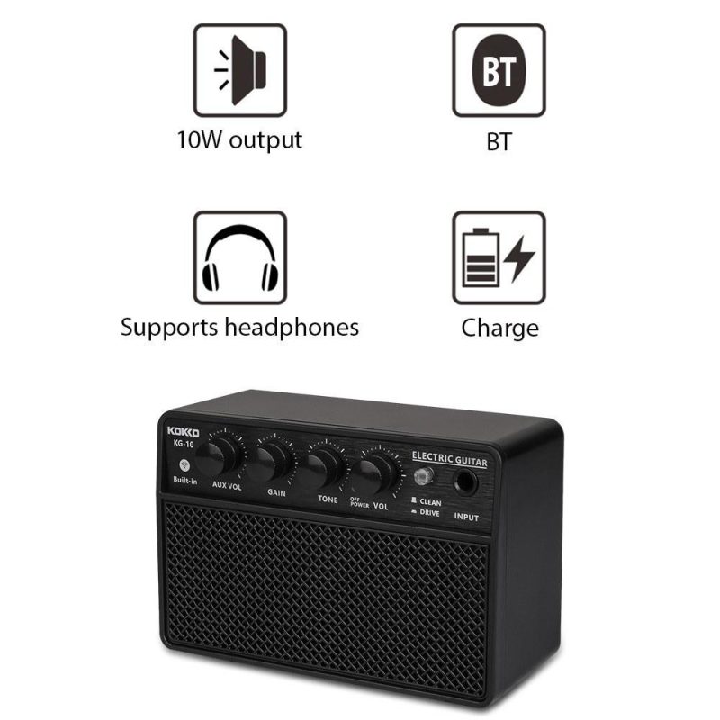 Pro Audio Equipment |   KG-10 10W Small Electric Guitar Amp Mini Portable Guitar Practice Speaker Guitar Amplifier Black Musical Instruments Black