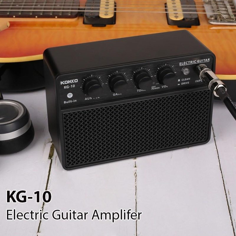 Pro Audio Equipment |   KG-10 10W Small Electric Guitar Amp Mini Portable Guitar Practice Speaker Guitar Amplifier Black Musical Instruments Black