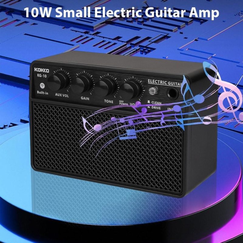 Pro Audio Equipment |   KG-10 10W Small Electric Guitar Amp Mini Portable Guitar Practice Speaker Guitar Amplifier Black Musical Instruments Black