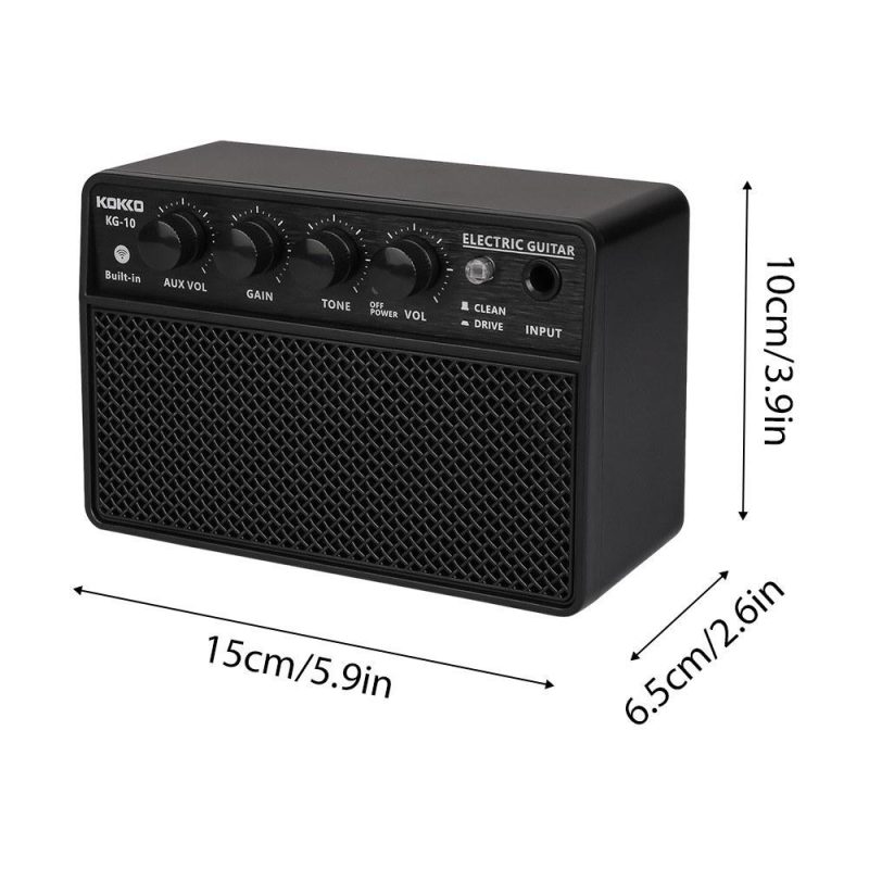 Pro Audio Equipment |   KG-10 10W Small Electric Guitar Amp Mini Portable Guitar Practice Speaker Guitar Amplifier Black Musical Instruments Black