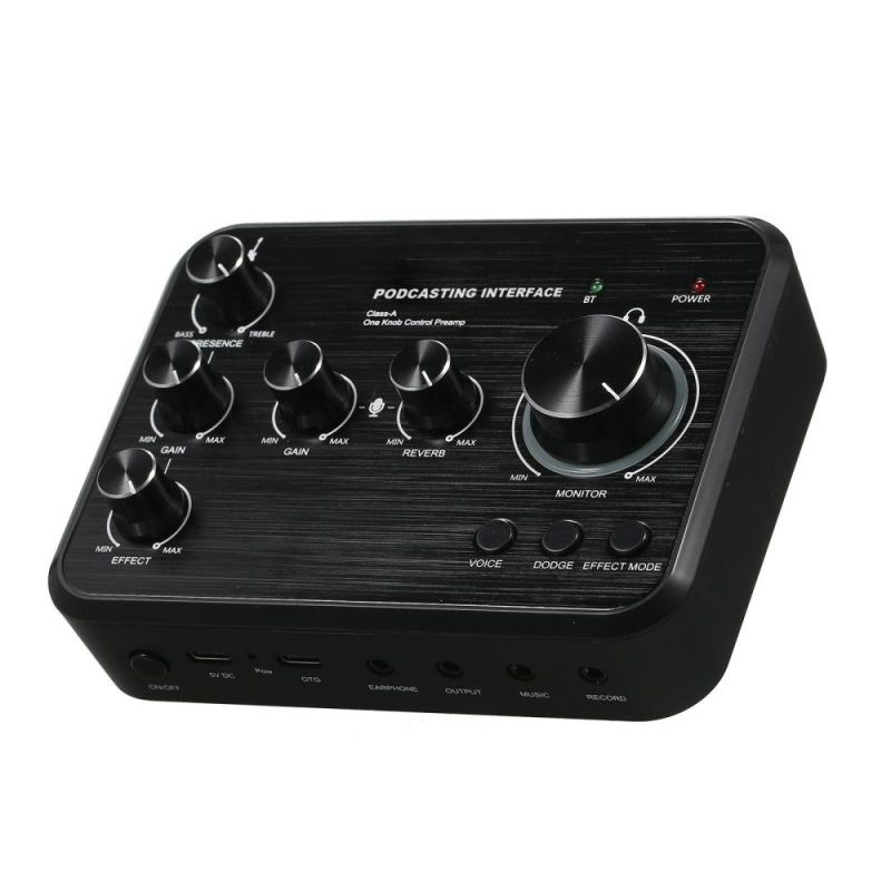 Pro Audio Equipment |   KX-S01 Professional Sound Card for Instrument Playing and Singing Rechargeable Podcast Production Studio One Knob Control Black Musical Instruments Black