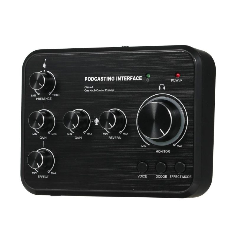 Pro Audio Equipment |   KX-S01 Professional Sound Card for Instrument Playing and Singing Rechargeable Podcast Production Studio One Knob Control Black Musical Instruments Black