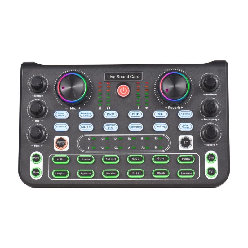 Pro Audio Equipment |   Live Sound Card Audio Mixer Recording Desktop Singing DC 5V 44.1KHz Noise Reduction Black Musical Instruments Black