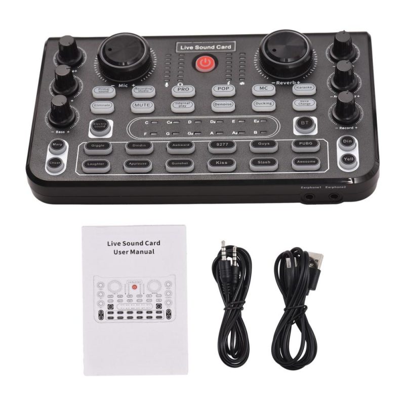 Pro Audio Equipment |   Live Sound Card Audio Mixer Recording Desktop Singing DC 5V 44.1KHz Noise Reduction Black Musical Instruments Black