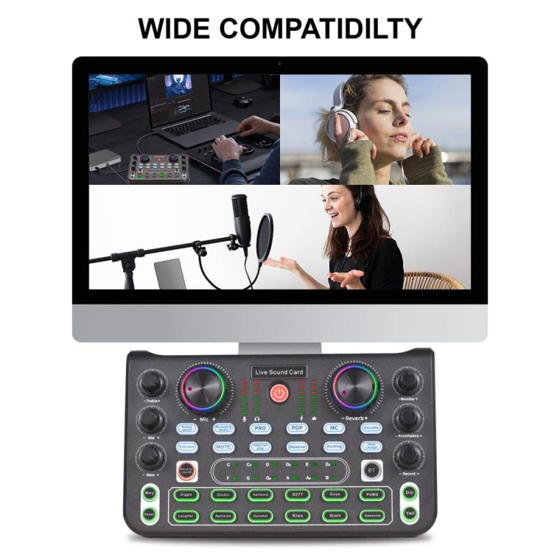 Pro Audio Equipment |   Live Sound Card Audio Mixer Recording Desktop Singing DC 5V 44.1KHz Noise Reduction Black Musical Instruments Black