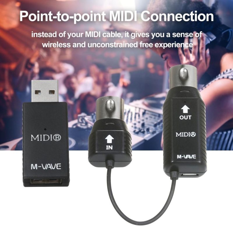 Pro Audio Equipment |   M-VAVE MS1 Mini Wireless Transmission System MIDI System MIDI Wireless Adapter Black Musical Instruments Black