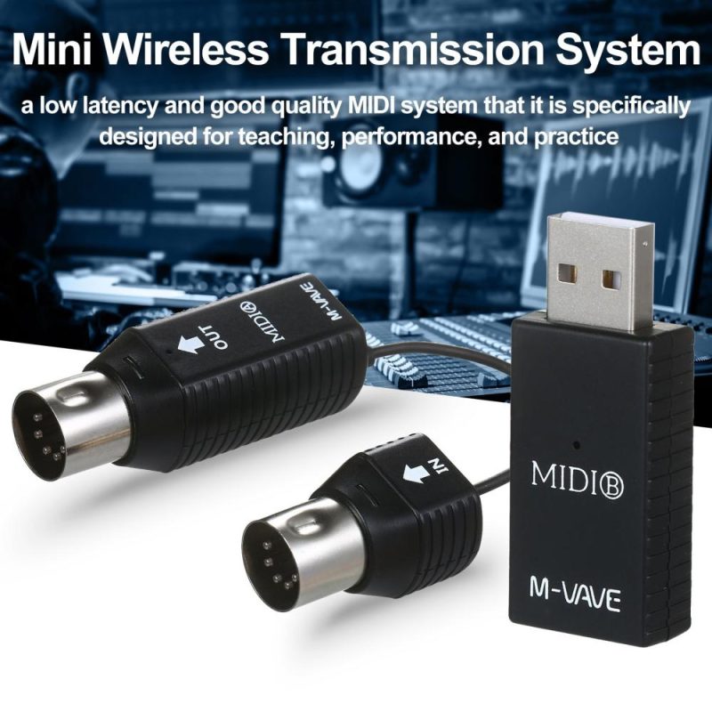 Pro Audio Equipment |   M-VAVE MS1 Mini Wireless Transmission System MIDI System MIDI Wireless Adapter Black Musical Instruments Black