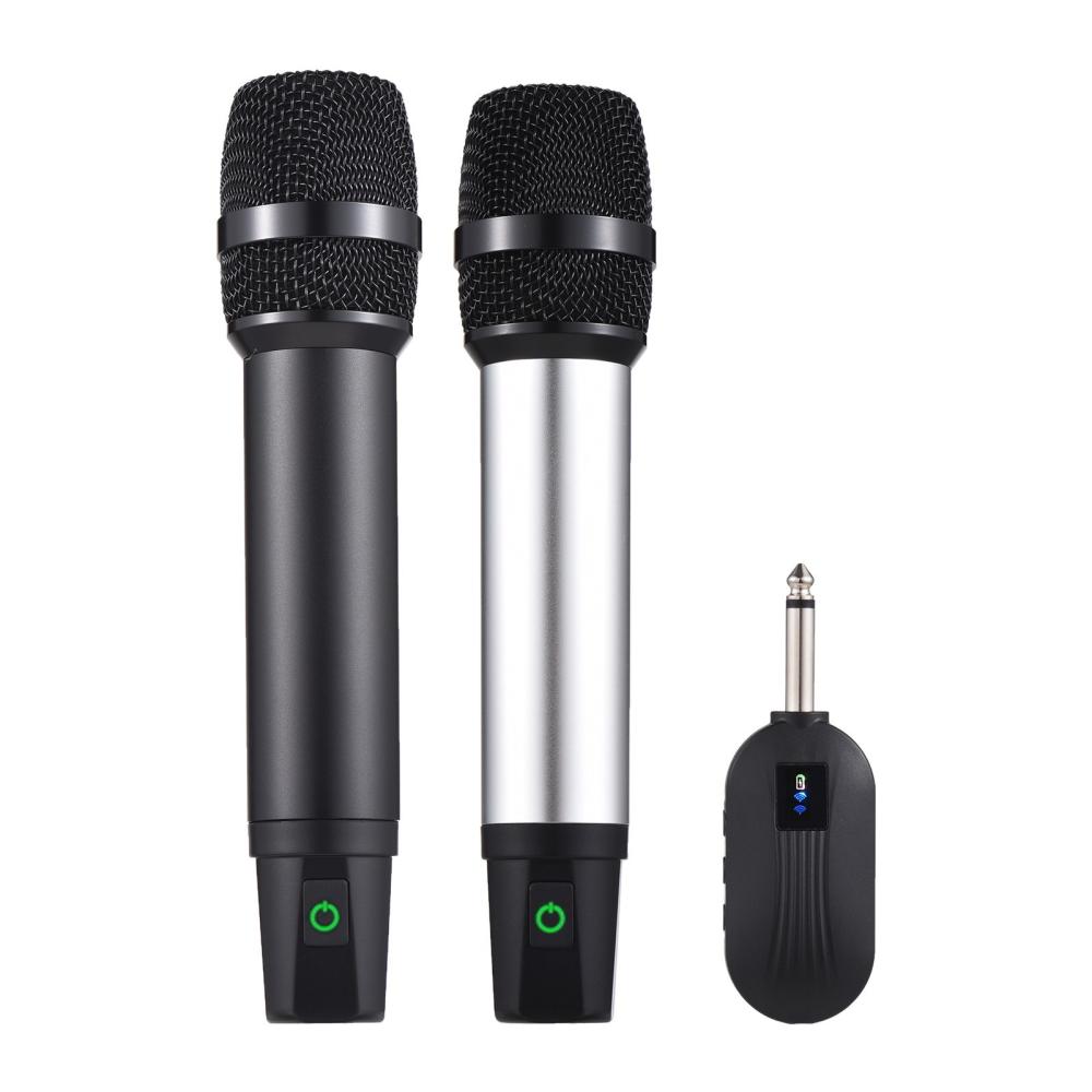 Pro Audio Equipment |   MG-23 Professional UHF Wireless Microphone System with 2 Handheld Cordless Microphone & Receiver Black & Silver Musical Instruments Black & Silver