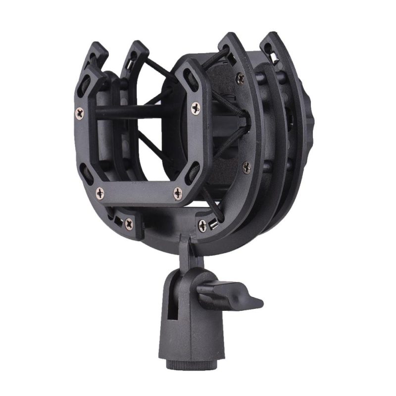 Pro Audio Equipment |   Microphone Shock Mount Suspension Holder Clip 180° Foldable for Condenser Microphone Mounting Black Musical Instruments Black