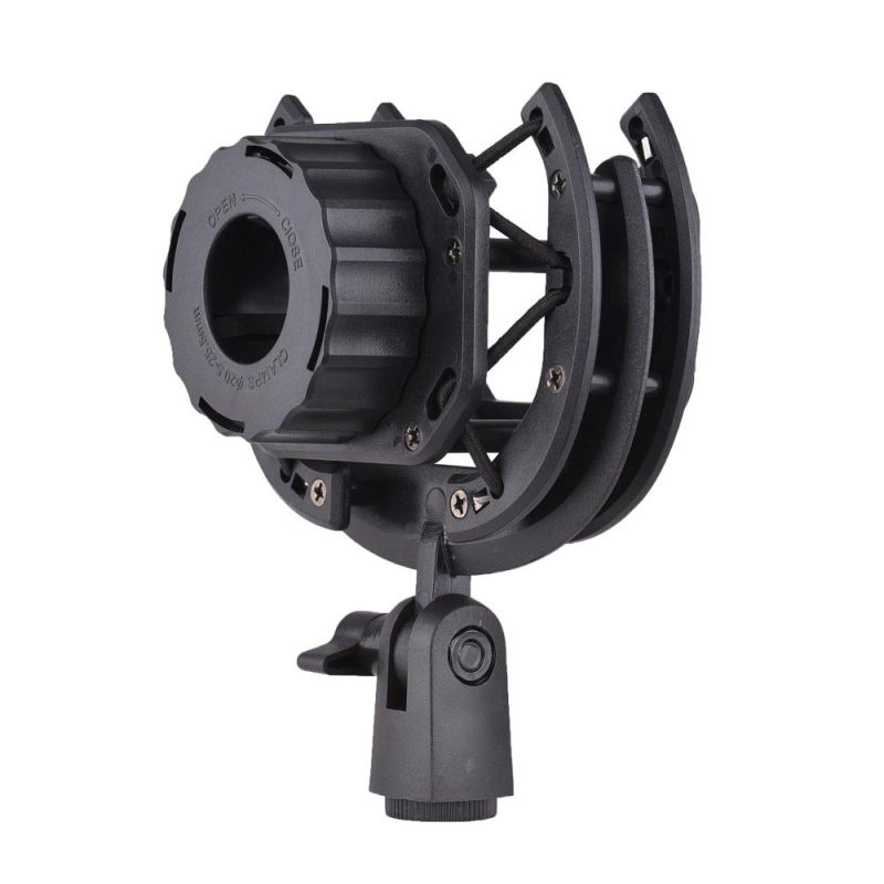 Pro Audio Equipment |   Microphone Shock Mount Suspension Holder Clip 180° Foldable for Condenser Microphone Mounting Black Musical Instruments Black