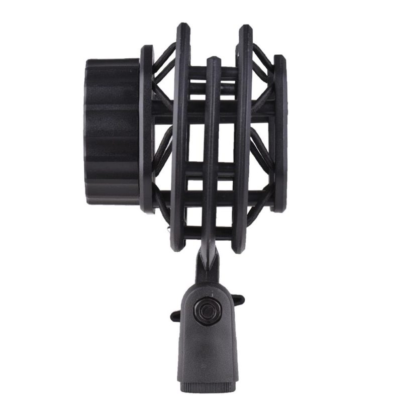 Pro Audio Equipment |   Microphone Shock Mount Suspension Holder Clip 180° Foldable for Condenser Microphone Mounting Black Musical Instruments Black