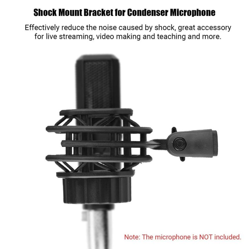 Pro Audio Equipment |   Microphone Shock Mount Suspension Holder Clip 180° Foldable for Condenser Microphone Mounting Black Musical Instruments Black