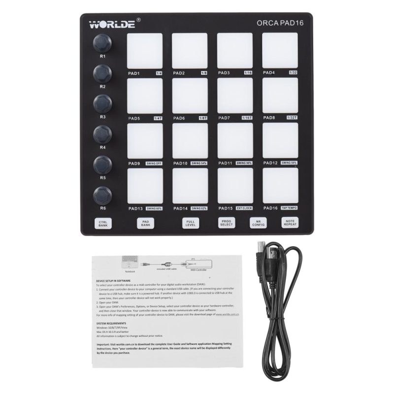 Pro Audio Equipment |   MIDI Controller Beat Maker Machine Portable Mini MIDI Controller Pad USB for Beginner Music Production Black Musical Instruments Black