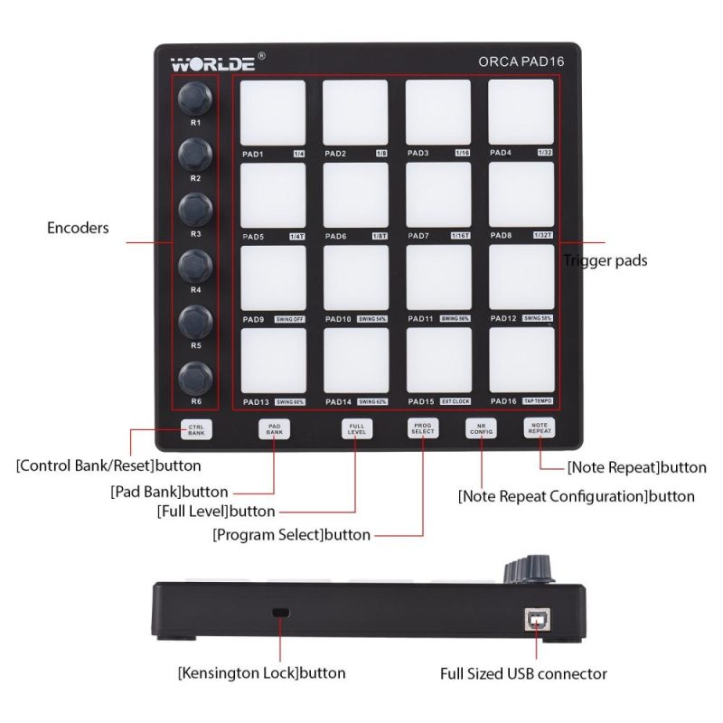 Pro Audio Equipment |   MIDI Controller Beat Maker Machine Portable Mini MIDI Controller Pad USB for Beginner Music Production Black Musical Instruments Black