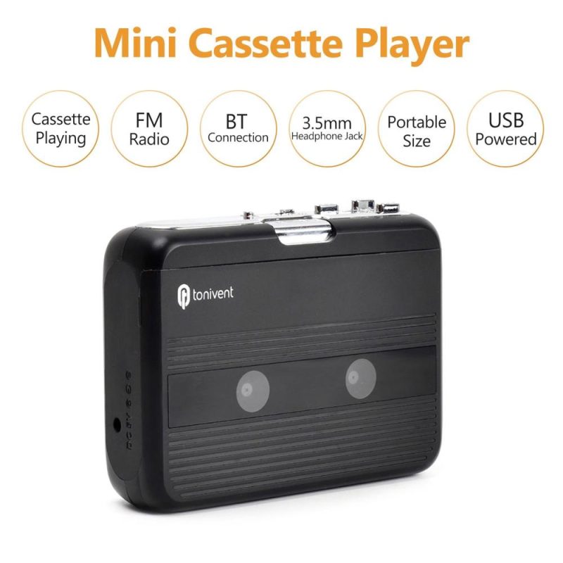 Pro Audio Equipment |   Mini Cassette Player Tape Record FM Radio with 3.5mm Headphone Jack Volume Control Black Musical Instruments Black