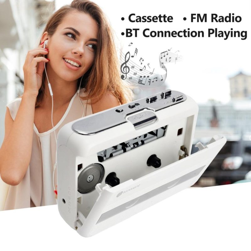 Pro Audio Equipment |   Mini Cassette Player Tape Record FM Radio with 3.5mm Headphone Jack Volume Control White Musical Instruments Pro Audio Equipment