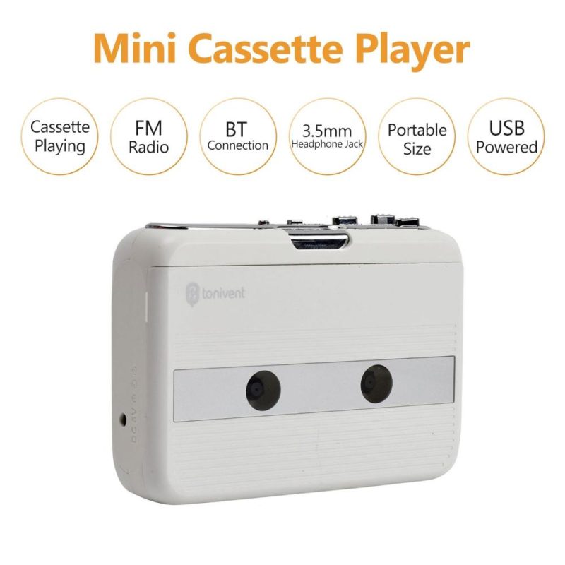 Pro Audio Equipment |   Mini Cassette Player Tape Record FM Radio with 3.5mm Headphone Jack Volume Control White Musical Instruments Pro Audio Equipment