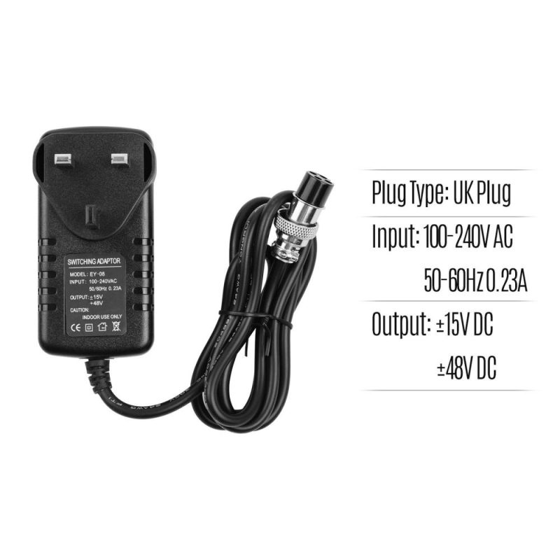 Pro Audio Equipment |   Mixing Console Mixer Power Supply AC Adapter 15V 230mA Universal 4-Pin Round Connector Black Musical Instruments Black