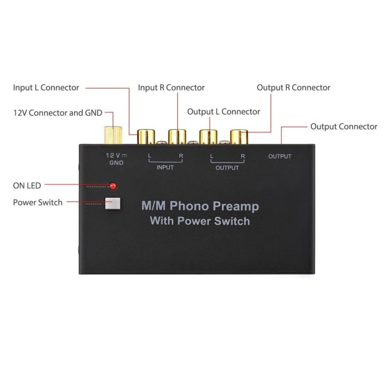 Pro Audio Equipment |   M/M Phono Preamp with Power Switch Ultra-compact Phono Preamplifier Turntable Preamp with RCA 1/4-inch TRS Interface Musical Instruments Pro Audio Equipment