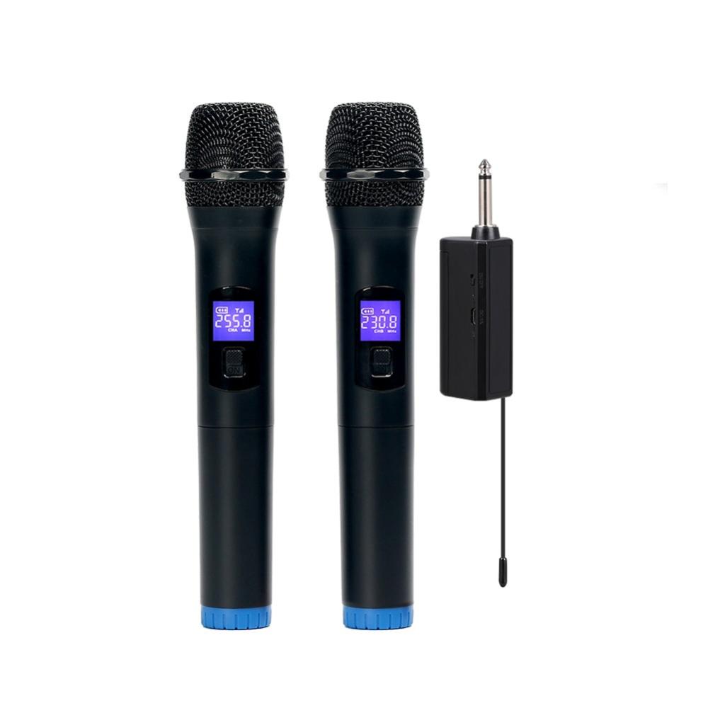 Pro Audio Equipment |   Multifunctional Dual Channel Wireless Microphone Cordless Handheld Mic Black Musical Instruments Black