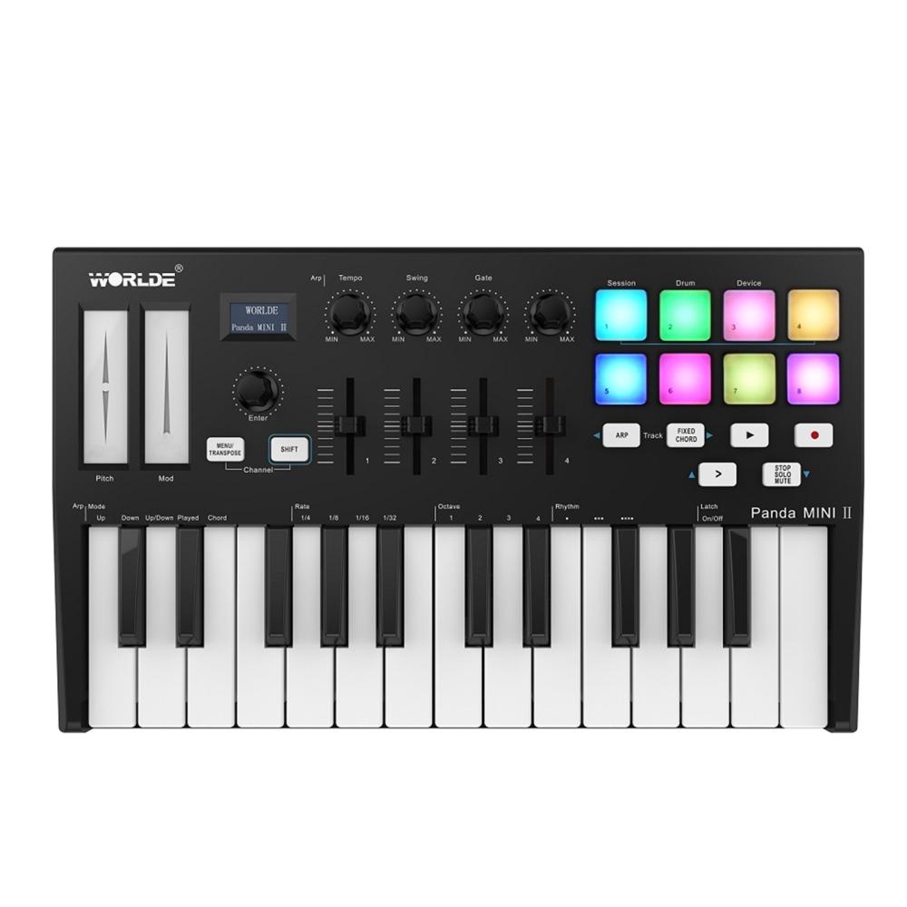 Pro Audio Equipment |   Panda MINI II Portable 25-Key USB MIDI Keyboard Controller Black&White Musical Instruments Black+White