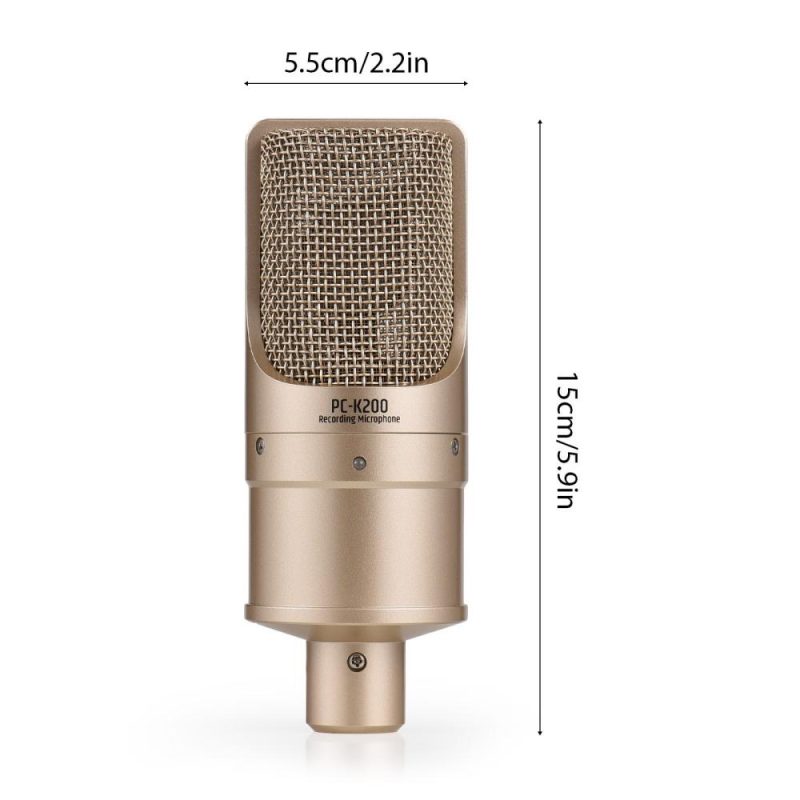 Pro Audio Equipment |   PC-K200 Condenser Microphone – Superior Sound for Recording and Podcasting Golden Musical Instruments Golden