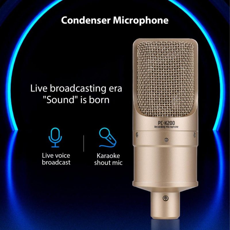 Pro Audio Equipment |   PC-K200 Condenser Microphone – Superior Sound for Recording and Podcasting Golden Musical Instruments Golden