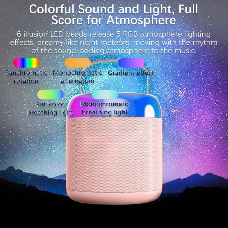 Pro Audio Equipment |   Portable Microphone & Sound Box Set Mini Karaoke Machine BT Speaker with 2 Microphones Pink Musical Instruments Pink