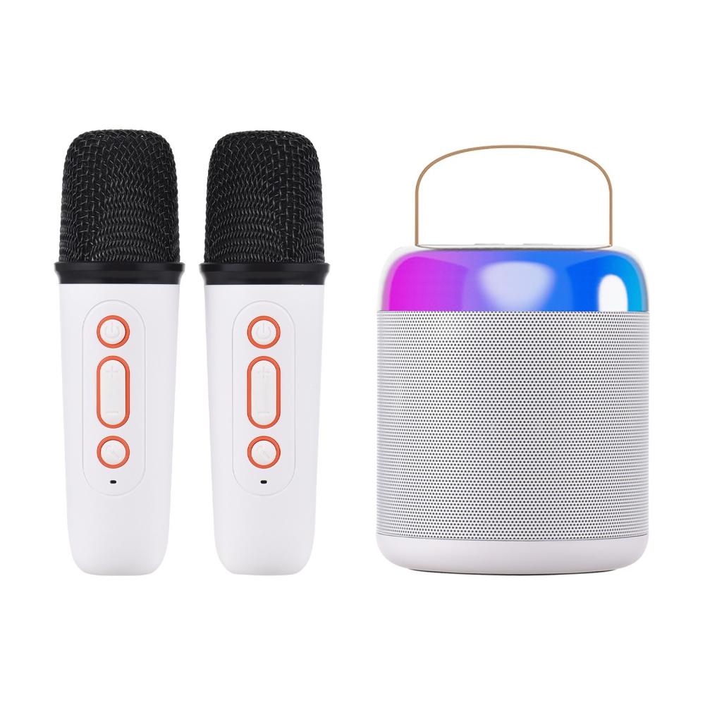 Pro Audio Equipment |   Portable Microphone & Sound Box Set Mini Karaoke Machine BT Speaker with 2 Microphones White Musical Instruments Pro Audio Equipment