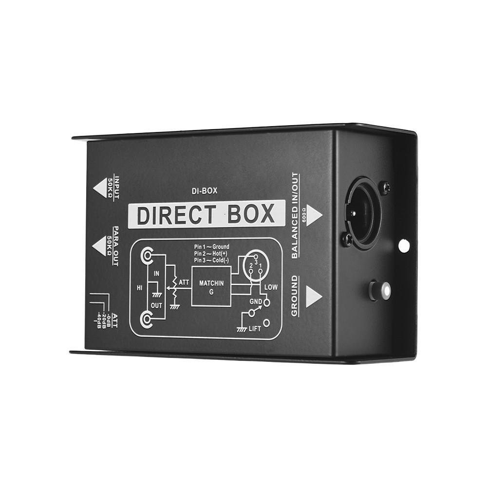 Pro Audio Equipment |   Professional Single Channel Passive DI-Box Direct Injection Audio Box Balanced & Unbalance Signal Converter with XLR TRS Interfaces Black Musical Instruments Black