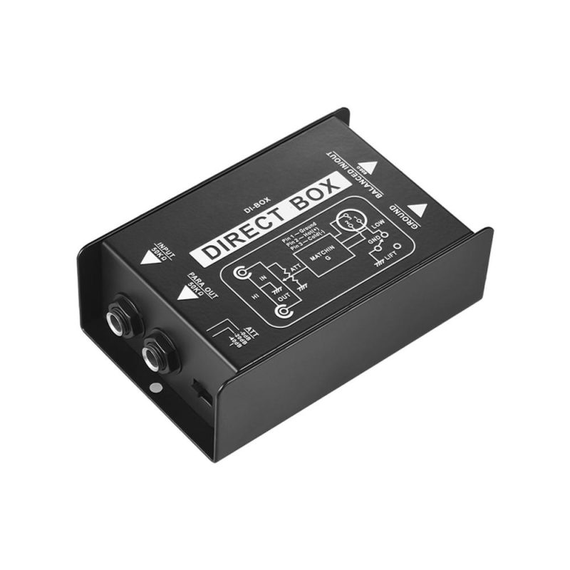 Pro Audio Equipment |   Professional Single Channel Passive DI-Box Direct Injection Audio Box Balanced & Unbalance Signal Converter with XLR TRS Interfaces Black Musical Instruments Black